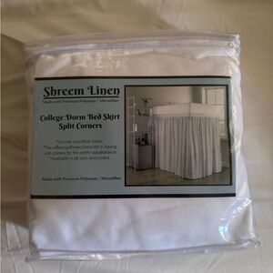 Shreem Linen College Dorm White Bed Skirt with Split Corners for Twin XL